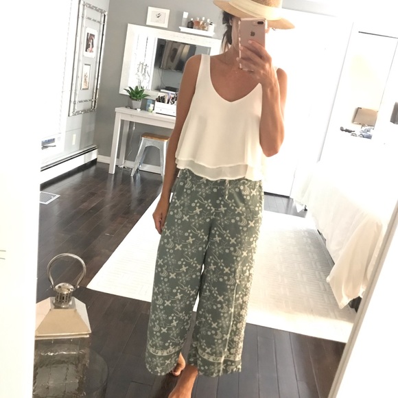 Angie Pants - Angie green white floral boho pants size small